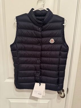 NWT-Moncler Liane Down Puffer Vest Gilet Black Size 2